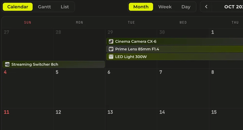 Booking calendar