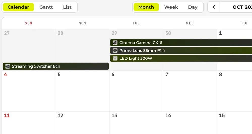 Booking calendar